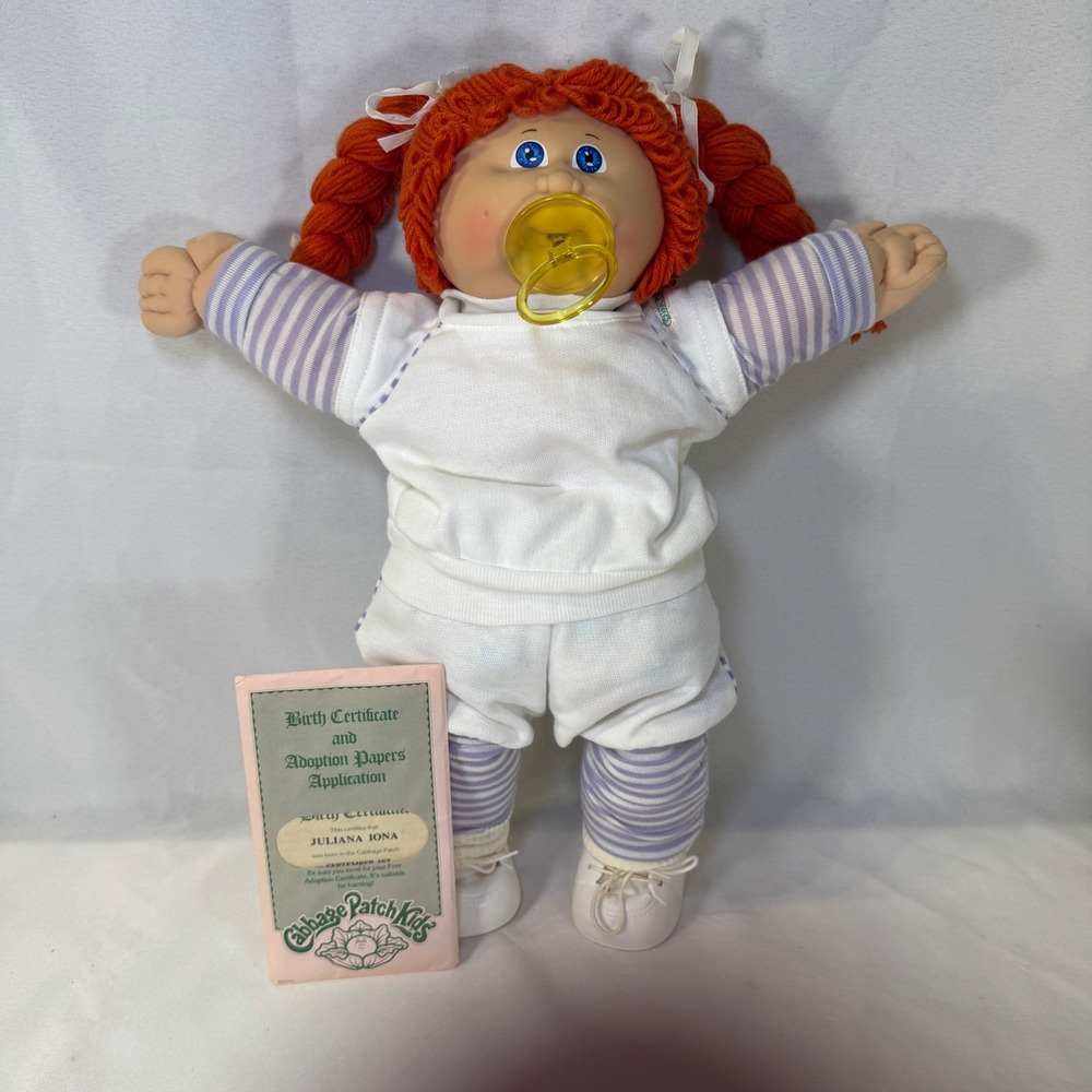 Vintage 1982 Cabbage Patch Kids Juliana Red Hair Blue Eyes HM4 Pacifier NWOB